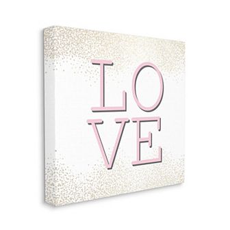 Stupell Home Decor Pink Love Text Glam Abstract Sparkle Canvas Wall Art