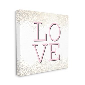 Stupell Home Decor Pink Love Text Glam Abstract Sparkle Canvas Wall Art