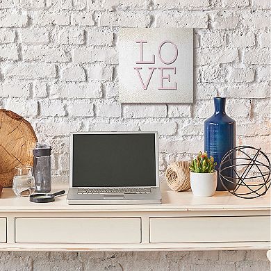 Stupell Home Decor Pink Love Text Glam Abstract Sparkle Wall Decor