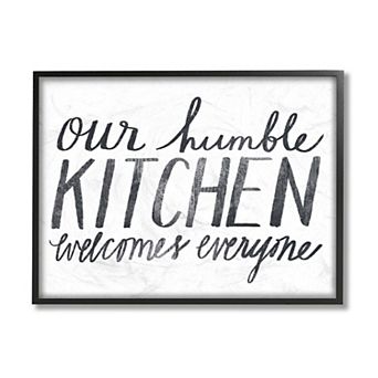 Stupell Home Decor Minimal Our Humble Kitchen Phrase Distressed Text Wall Decor