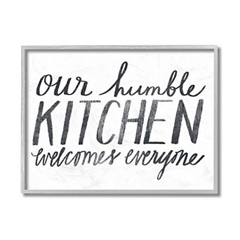 Stupell Home Decor Minimal Our Humble Kitchen Phrase Distressed Text Wall Decor