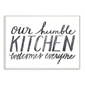 Stupell Home Decor Minimal Our Humble Kitchen Phrase Distressed Text Wall Decor