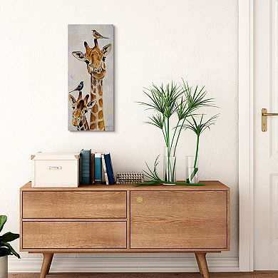 Stupell Home Decor Giraffe Jungle Animal Portrait Perched Birds Canvas Wall Art Canvas Wall Art