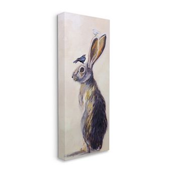Stupell Home Decor Minimal Woodland Rabbit with Perched Birds Canvas Wall Art