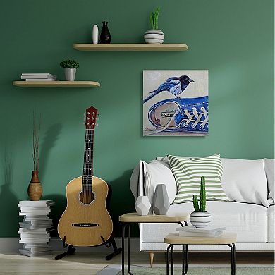 Stupell Home Decor Blue Bird Perched on Laced Sneakers Canvas Wall Art Canvas Wall Art