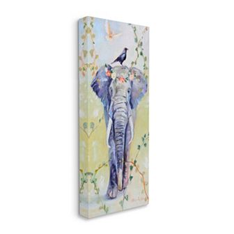 Stupell Home Decor Bohemian Elephant Green Vines Marching Animal Canvas Wall Art