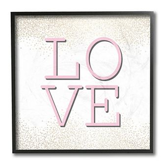 Stupell Home Decor Pink Love Text Glam Abstract Sparkle Wall Decor