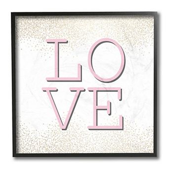 Stupell Home Decor Pink Love Text Glam Abstract Sparkle Wall Decor