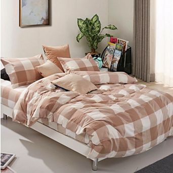 Serenta Gingham Washed Cotton Comforter Set with Shams