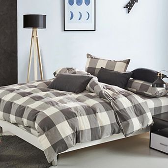 Serenta Gingham Washed Cotton Comforter Set with Shams