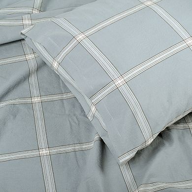 Serenta Windowpane Washed Cotton Comforter Set with Shams
