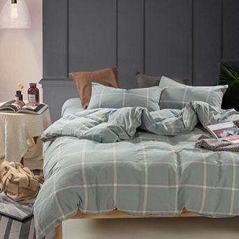 Serenta Windowpane Washed Cotton Comforter Set with Shams