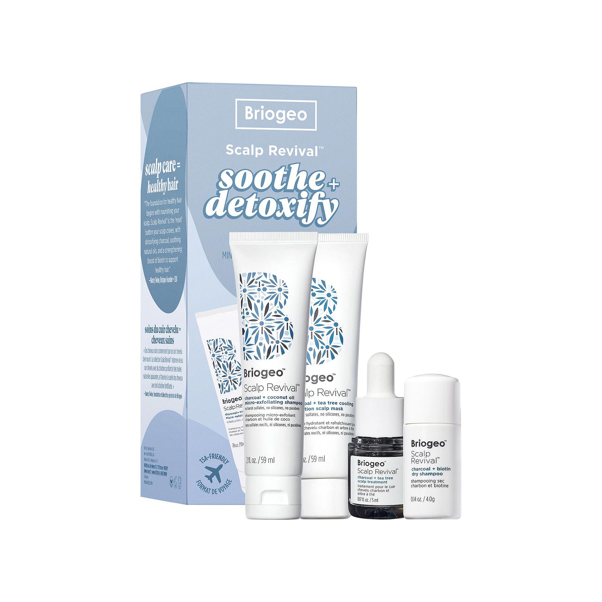 Briogeo Scalp Revival Soothe + Detoxify Travel Set for Dry Itchy, Oily Scal