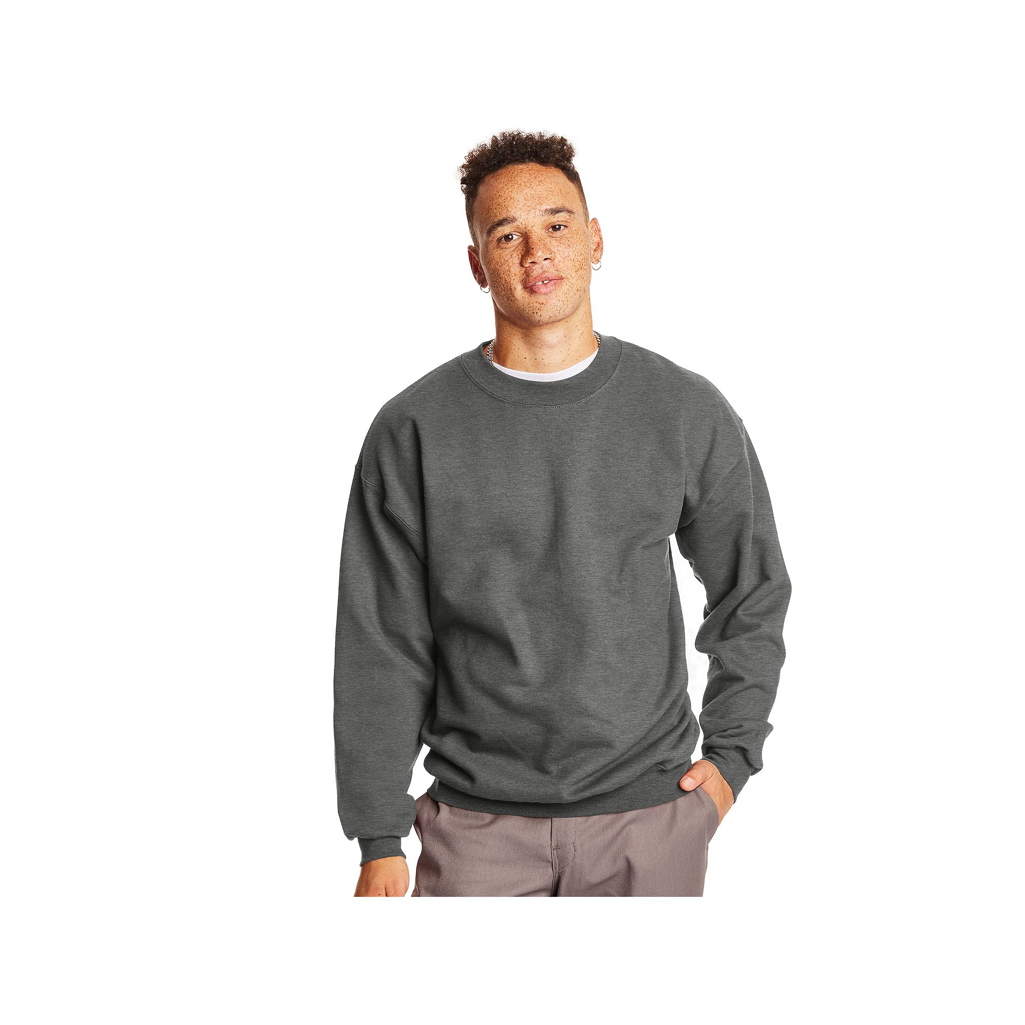 Mens Hanes Ultimate® Cotton Sweatshirt, Size: Small, Grey Heather