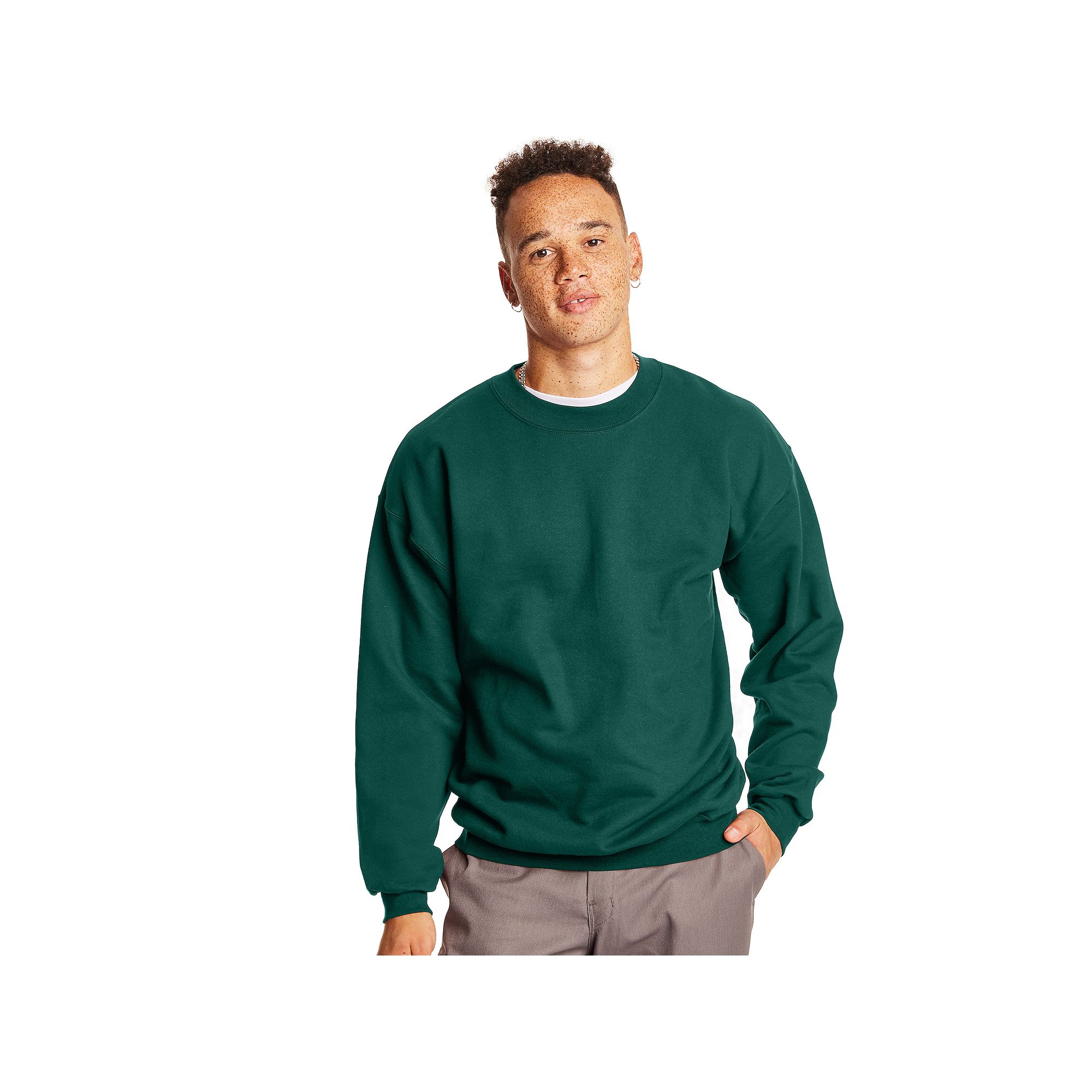 Mens Hanes Ultimate® Cotton Sweatshirt, Size: Small, Deep Green