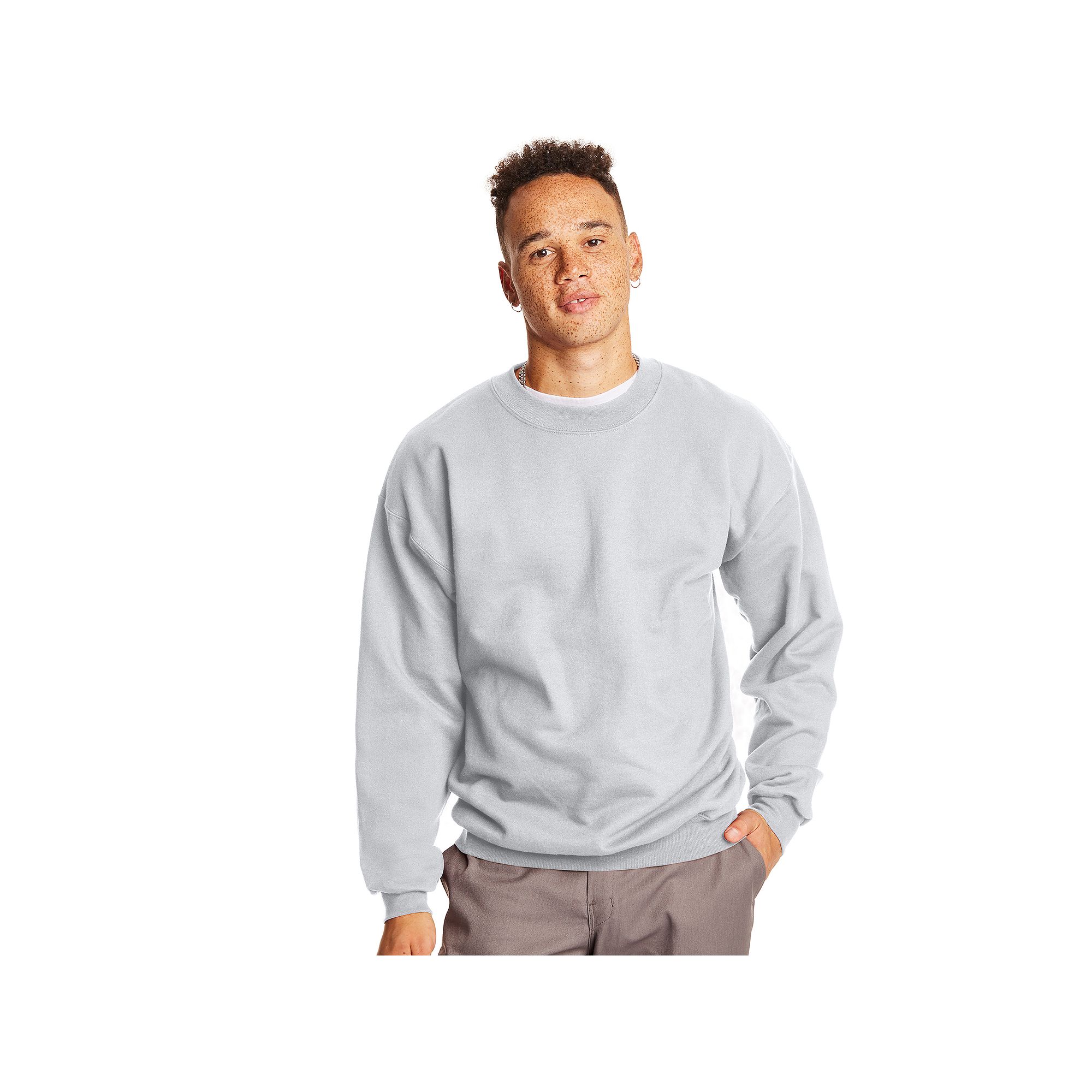 Mens Hanes Ultimate® Cotton Sweatshirt, Size: Small, Light Silver