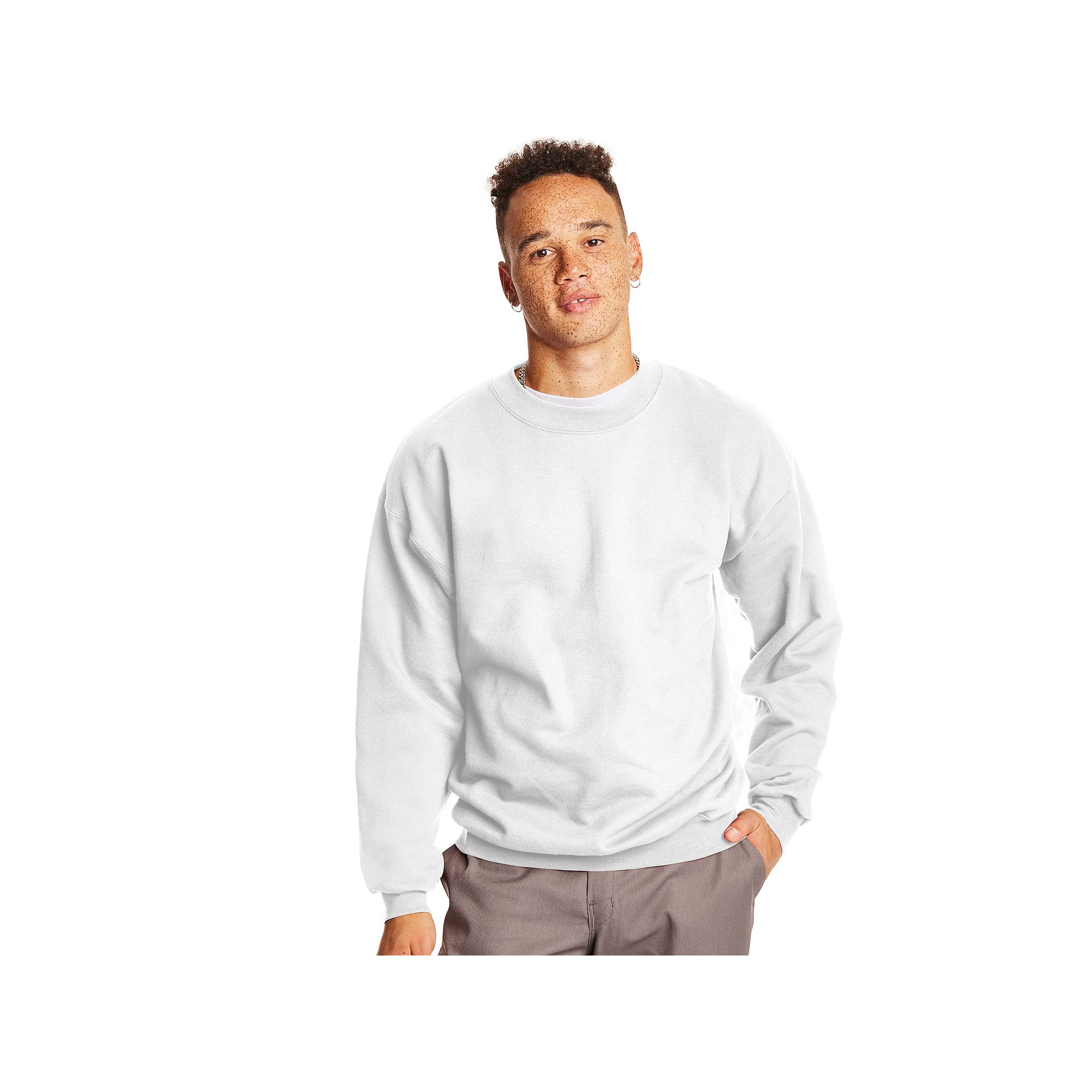 Mens Hanes Ultimate® Cotton Sweatshirt, Size: Small, White