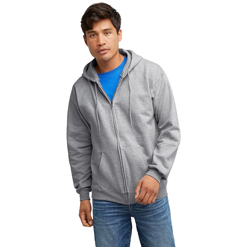 Men's Hanes Ultimate® Fleece Full-Zip Hoodie, Size: XL, Light Silver