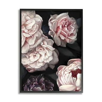 Stupell Home Decor Clustered Pink White Florals Framed Wall Art