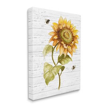 Stupell Home Decor Rustic Sunflower Bee Canvas Wall Art