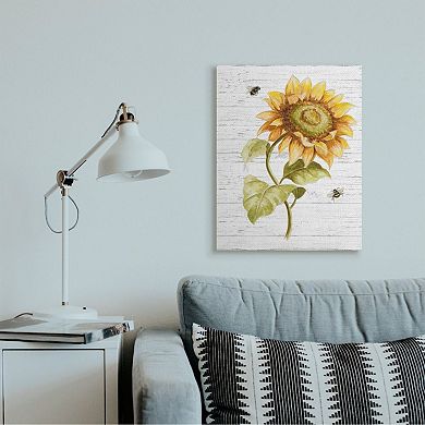 Stupell Home Decor Rustic Sunflower Bee Canvas Wall Art