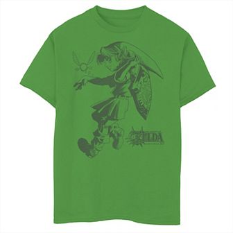 Boys 8-20 Nintendo Zelda Majora's Mask 3D Link Navi Green Line Graphic Tee