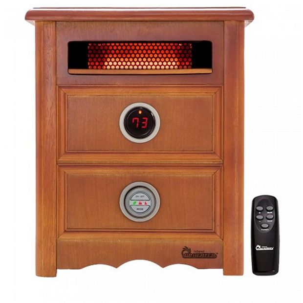 Dr. Heater USA DR-999 1500W Portable Infrared Space Heater with Nightstand  Design, Furniture-Grade Cabinet, Cherry