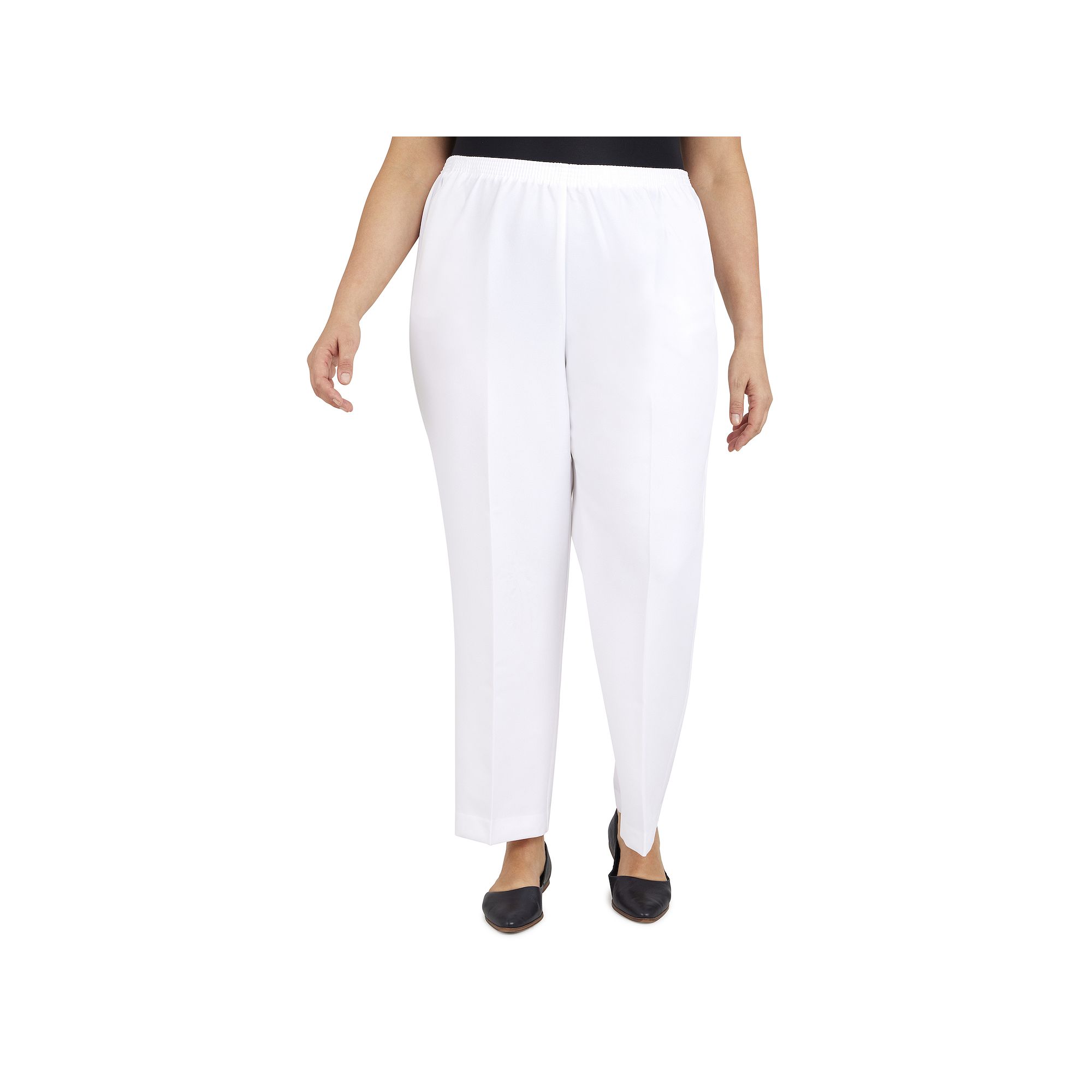 Plus Size Alfred Dunner Pull-On Straight-Leg Pants, Womens, Size: 16 W, Wh