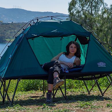 Kamp-rite Double Compact Quick Setup 2 Person Tent Cot, Chair And Tent, Green