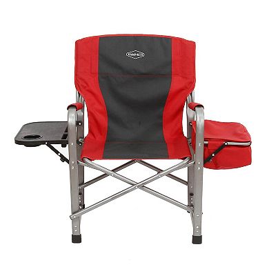 Kamp-Rite Portable Director's Chair w/Cooler, Cup Holder & Side Table, Red/Black