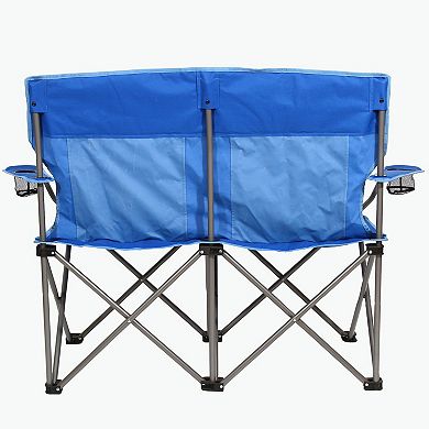 Kamp-rite Portable 2 Person Folding Outdoor Patio Camping Lawn Beach Chair, Blue