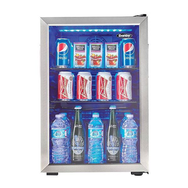 Lhriver 2.6 CU.FT Beverage Refrigerator Cooler with Glass Door,Countertop Mini Fridge with Adjustable Shelves,Touch Screen,95 Can Compact