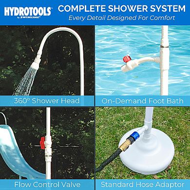 HYDROTOOLS by Swimline 7' Poolside Outdoor Shower, Adjustable Head & Foot Spigot