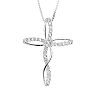 Timeless Sterling Silver Cubic Zirconia Twist Cross Pendant Necklace
