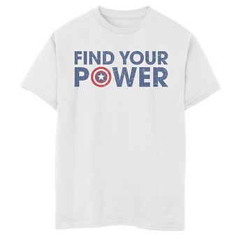 Boys 8-20 Marvel Captain America Find Your Power Text Graphic Tee
