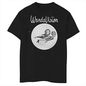 Boys 8-20 Marvel Wandavision Flying Cartoon Black And White Graphic Tee