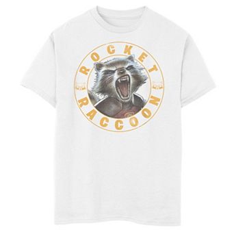 Boys 8-20 Gaurdians Of The Galaxy Raccoon Stamp Big Face Graphic Tee