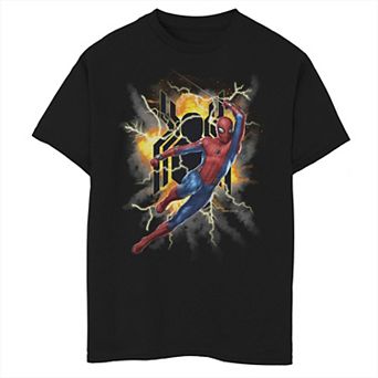 Boys 8-20 Marvel Spider-Man Far From Home Exploding Logo Action Pose Graphic Tee