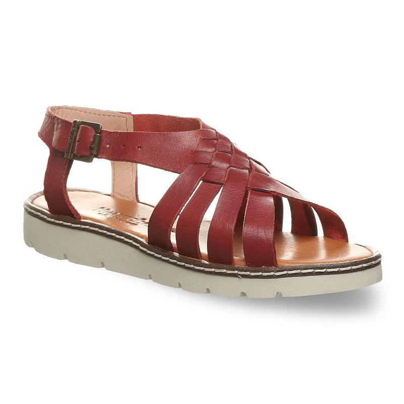 Bearpaw Leah Womens Leather Huarache Sandals, Size: 7, Med Red
