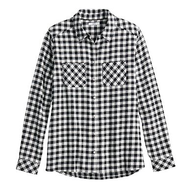 Petite Croft & Barrow® Flannel Button Down Shirt