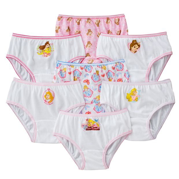 Disney Princess Underwear Underpants 7 Pr Panty Pk Size 4 6 8 Girls NIP