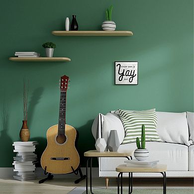 Stupell Home Decor Everyday Yay Day Phrase Rustic Black Frame Wall Decor