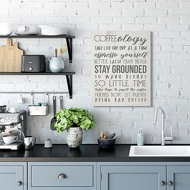 Stupell Home Decor Coffee-Ology Motivational Life Puns Kitchen Humor Wall Decor