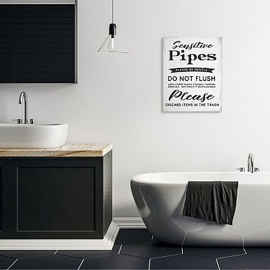 Stupell Home Decor Sensitive Toilet Pipes Sign Flushing Restrictions Wall Decor