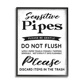 Stupell Home Decor Sensitive Toilet Pipes Sign Flushing Restrictions Wall Decor