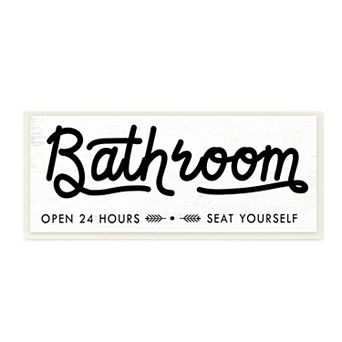 Stupell Home Decor Seat Yourself Bathroom Sign Minimal Plaque Wall Decor