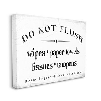 Stupell Home Decor Don't Flush Disposable Garbage Items Bathroom Sign Canvas Wall Decor