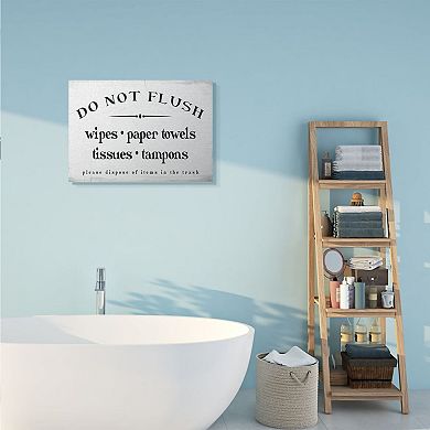 Stupell Home Decor Don't Flush Disposable Garbage Items Bathroom Sign Canvas Wall Decor
