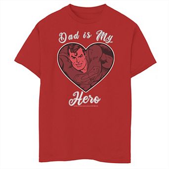 Boys 8-20 DC Comics Superman Dad Is My Hero Heart Graphic Tee