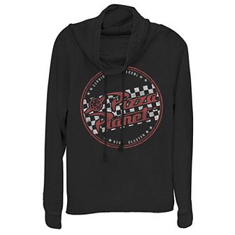 Disney / Pixar Toy Story Juniors' Pizza Planet Checkered Logo Cowlneck Graphic Lightweight Long Sleeve